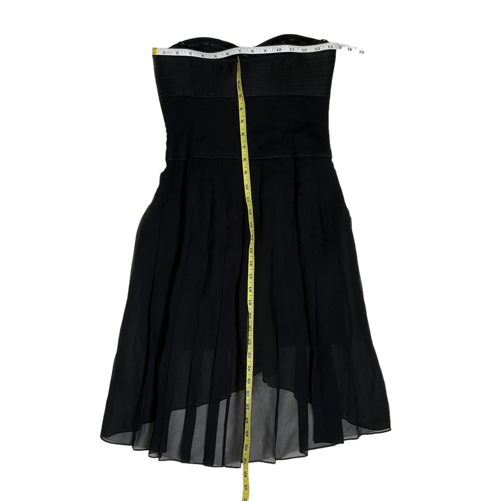 BCBG MaxAzria “April” Black Strapless Corset Silk Chiffon Hi-Low Dress - Picture 13 of 16
